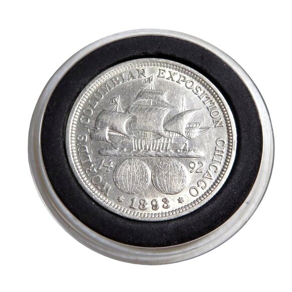 1893 Columbian Exposition Chicago Commemorative US Silver Half Dollar - Picture 2 of 2